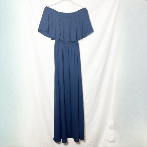 Show Me Your Mumu Navy Ruffle Strapless Dress - Picture 2 of 4